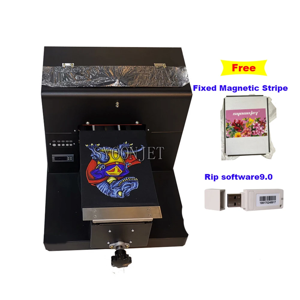 Multi-function a4 DTG flatbed Printer for Dark Light TShirt hoodies sweatshirt textile Phone case plastic cards printing machine