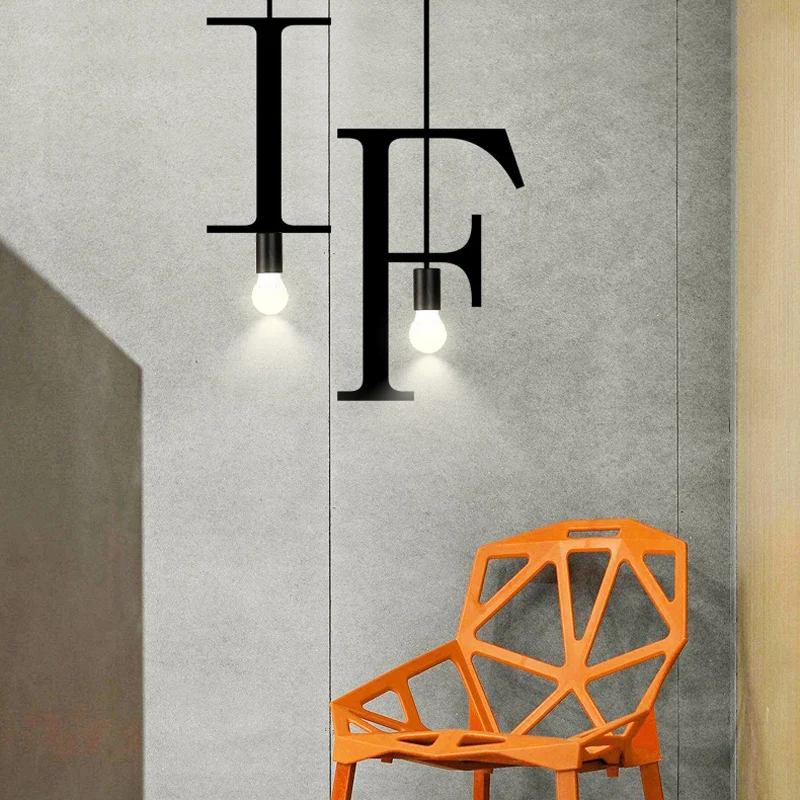 أضواء الثريا الصناعية الحديثة LED الحروف عدد الثريات تركيبات إضاءة الحديد العلوي لغرفة الطعام وغرفة النوم والمقهى #6