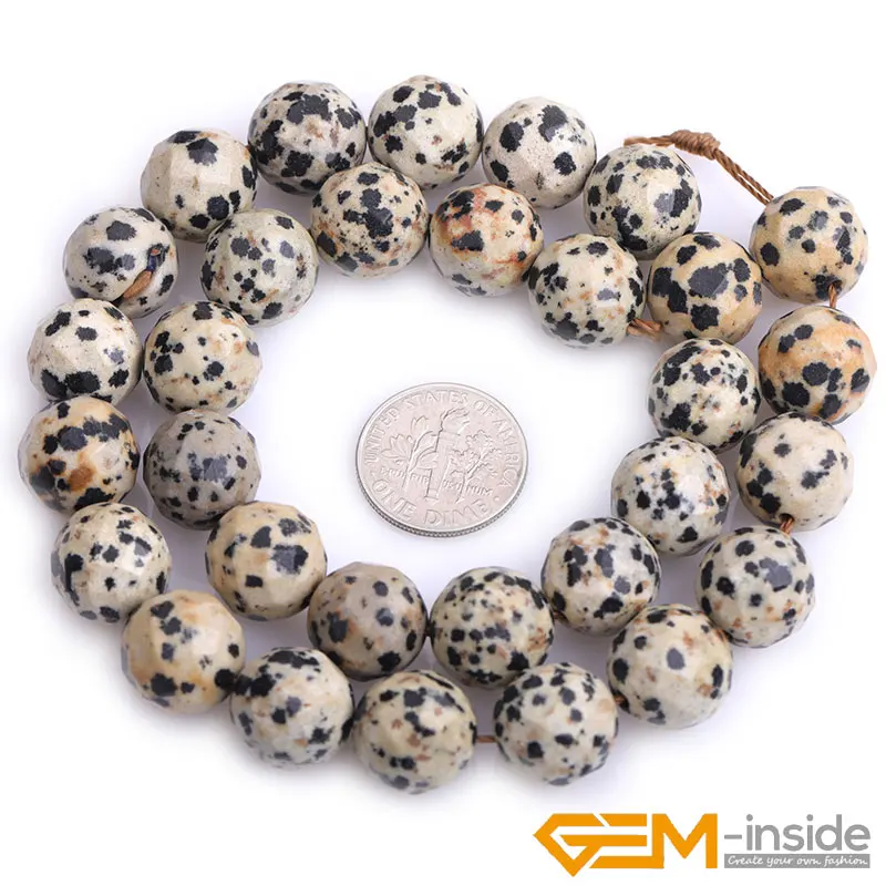 Natural Stone Bracelet Beads Dalmatian Dalmation Jaspers Round Bead For Jewelry Making Strand 15 Inch Smooth Frosted Faceted