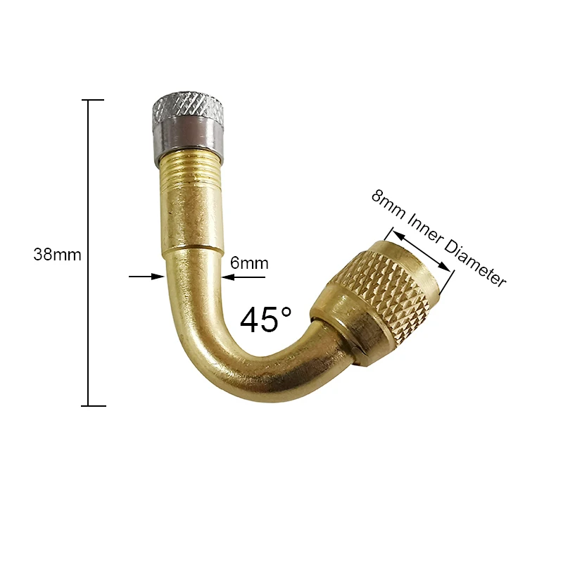 Inflation Tube 45/90/135 °Angle Brass Air Tyre Valve Stem with Extension Adapter for Car Truck Motorcycle Cycling Accessories