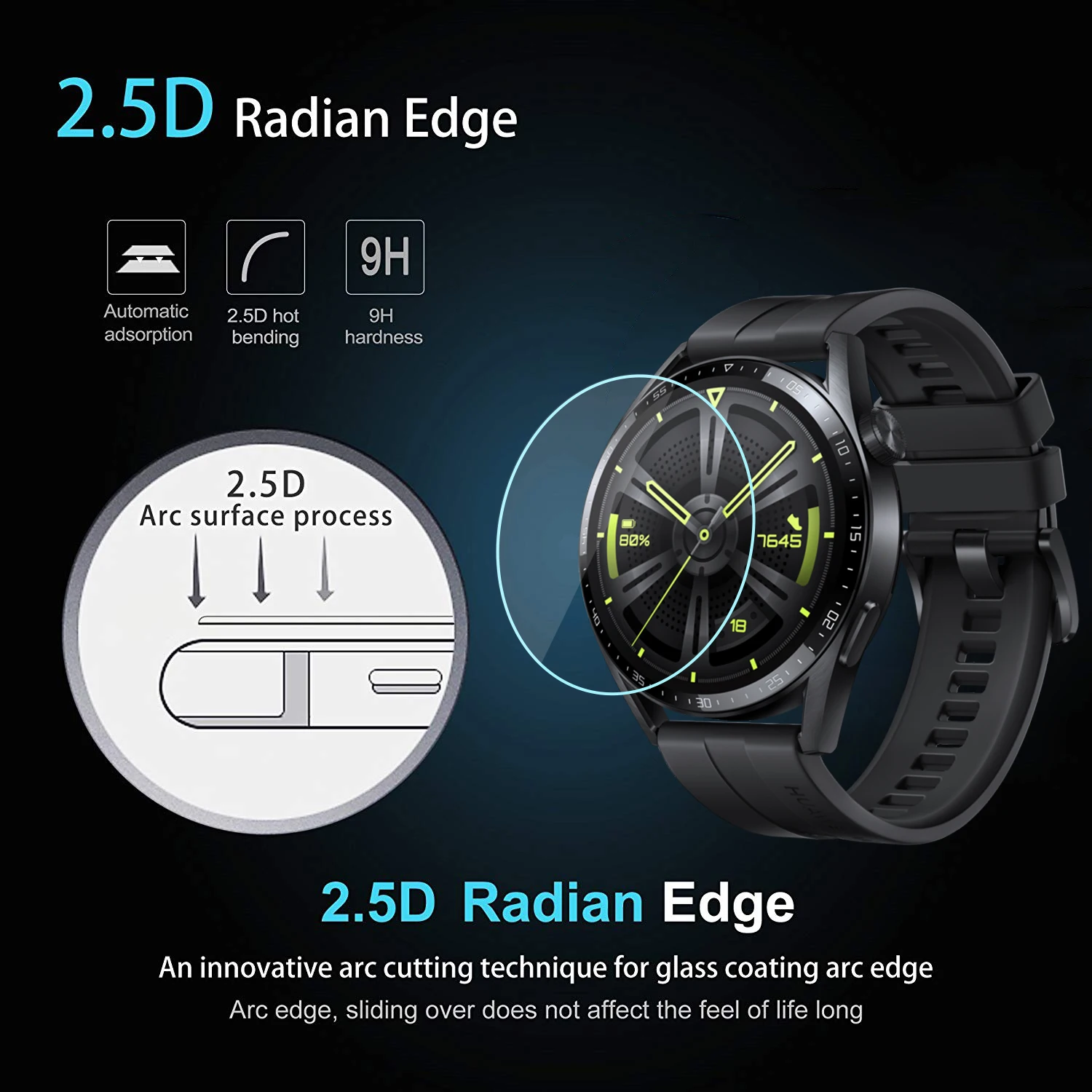 Proteggi schermo in vetro temperato per Huawei Watch GT 3 46mm HD Anti-frantumazione antigraffio accessori per pellicole protettive senza bolle