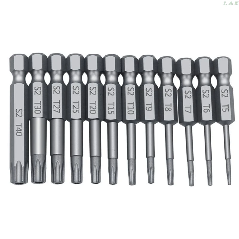 11/12pcs Tamper Proof Security Drill Bit Set Torx Screwdriver 1/4\