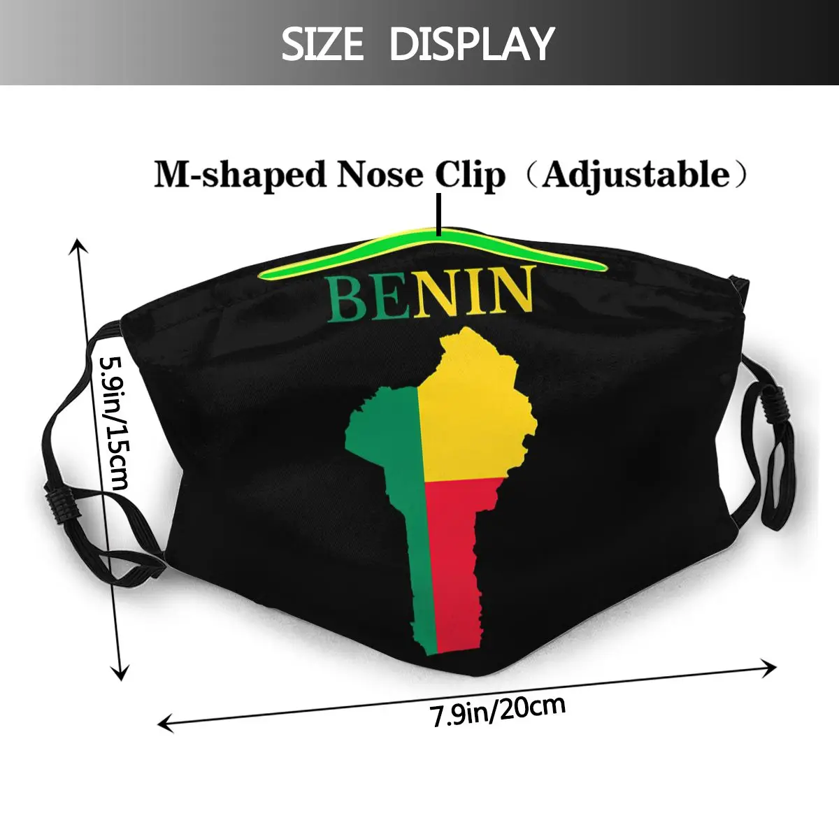 Benin Map Flag R282 divertente maschera con filtro a carbone attivo sarcastico R282