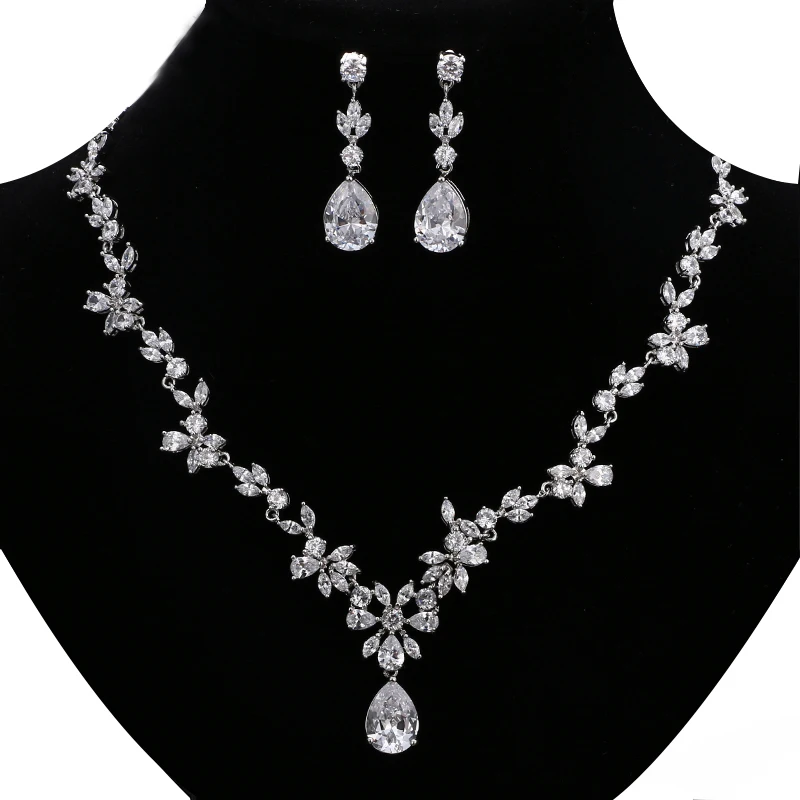 GMGYQ Classic Brand Gorgeous 5 Colors Options Crystal Water Drop Jewelry Party Wedding Jewelry Sets For Elegant Women