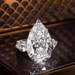 Water Drop 2ct Diamond Ring 925 sterling silver Jewelry Luxury Engagement Wedding band Rings for Women Bridal Party accessory