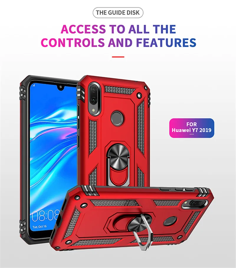 For Huawei Y7 2019 Case Huawei y7 Prime 2019 Magnet Car Ring Stand Holder Cover For Huawei Y7 2019 Y 7 Y7Prime Y7 Prime 2019