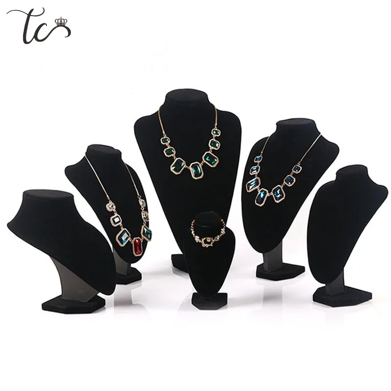 Necklace Holder Model Bust Exhibitor Jewelry Display Pendants Mannequin Jewelry Stand Organizer PU/Velvet 6 Sizes Options