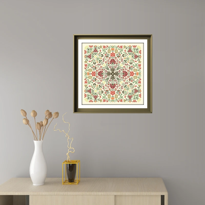 Flower pattern B cross stitch kit Dreampattern 18ct 14ct 11ct light yellow canvas embroidery DIY needlework wall decor