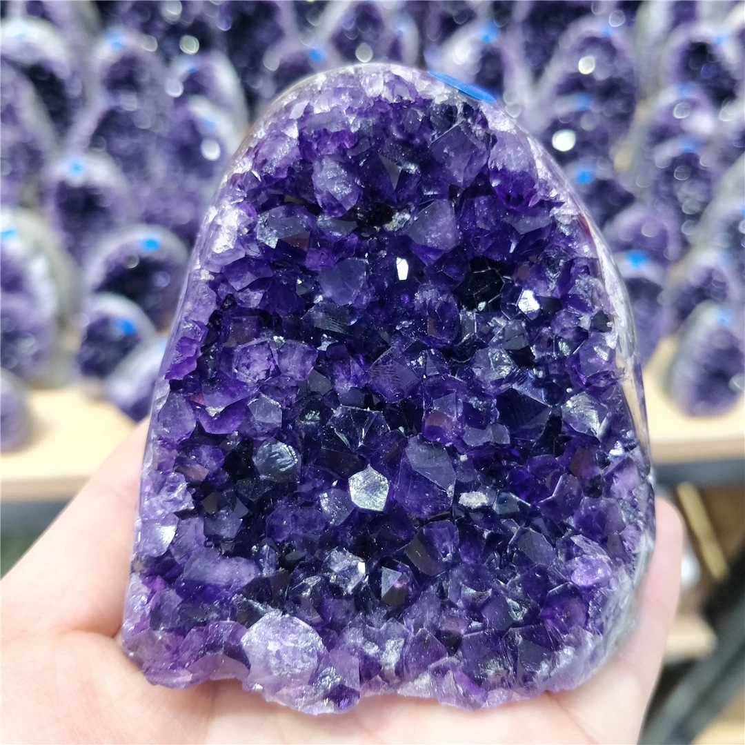 

AAAAAA+ High Quality Natural Dark Purple Amethyst Cluster Rough Rock Crystal Geode Feng Shui God Of Wealth Indie House Decor