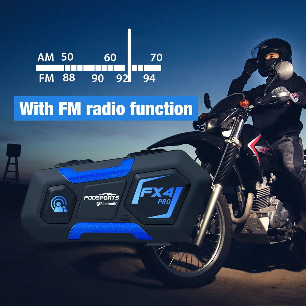 Fodsports FX4 Pro Motorcycle Helmet Intercom Bluetooth Helmet Headset 1200m 4 Rider BT Interphone,FM Radio