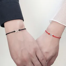 BTWGL 2pcs/set Together Forever Love Infinity Bracelet for Lovers Red String Couple  Women Men's Wish Jewelry Gift