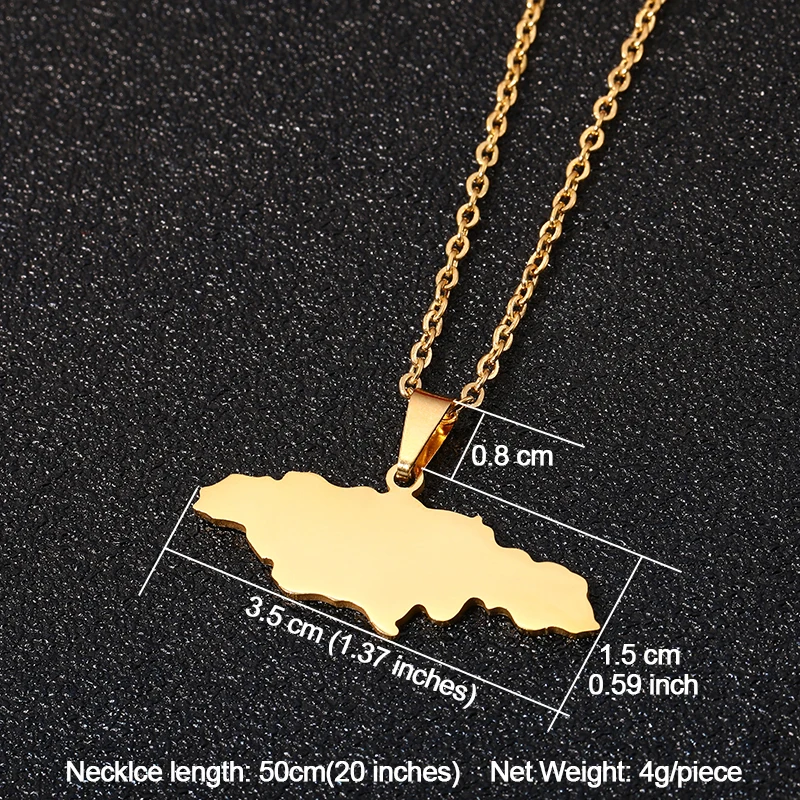 Hot stainless steel Jamaica map pendant necklaces 4 kinds of style Gold color Jamaican Women Country map Jewelry Gift