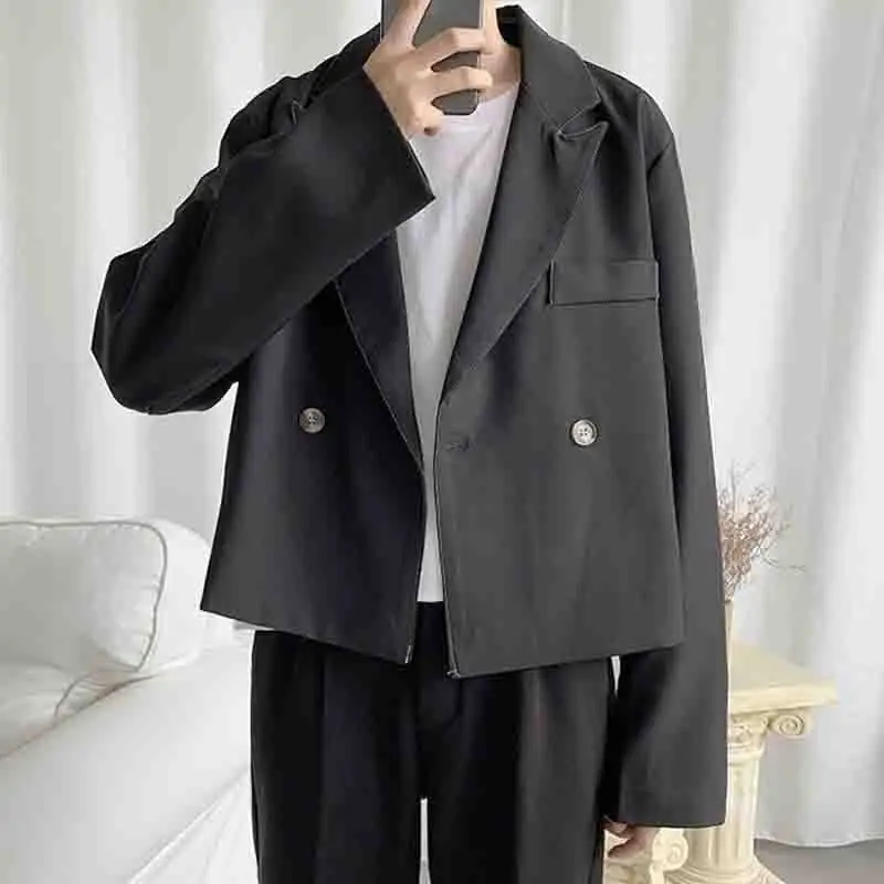 Autumn short casual solid color Blazer Korean version ins retro trend young singer fashion suit man