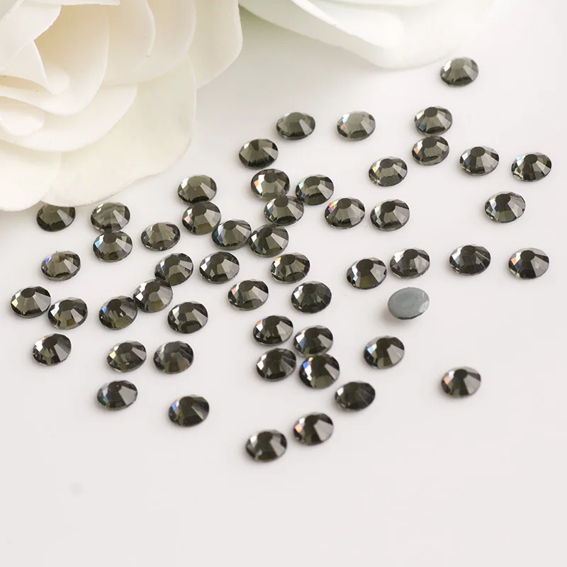 YANRUO 2058HF Black Diamond Crystal Grey Strass Stones Hotfix Dekorative Kleidung Wärmeübertragung Handarbeit Glas – Detail 7