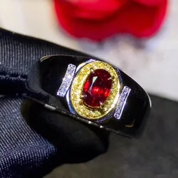 man ring with natural ruby ring strong muscular power birthstone oval natural gem real 925 silver man birthday gift good luck