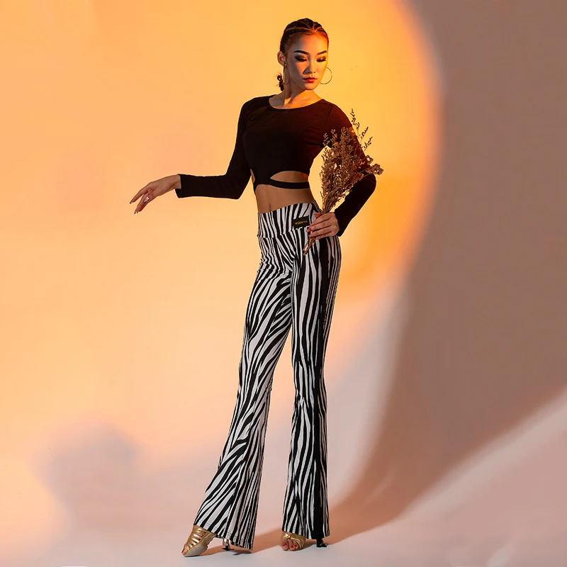 الرقص اللاتينية هامش السراويل النساء عالية الخصر مضيئة السراويل قاعة الرقص الملابس الكبار ممارسة تشا تشا ملابس رقص DNV15243 #6