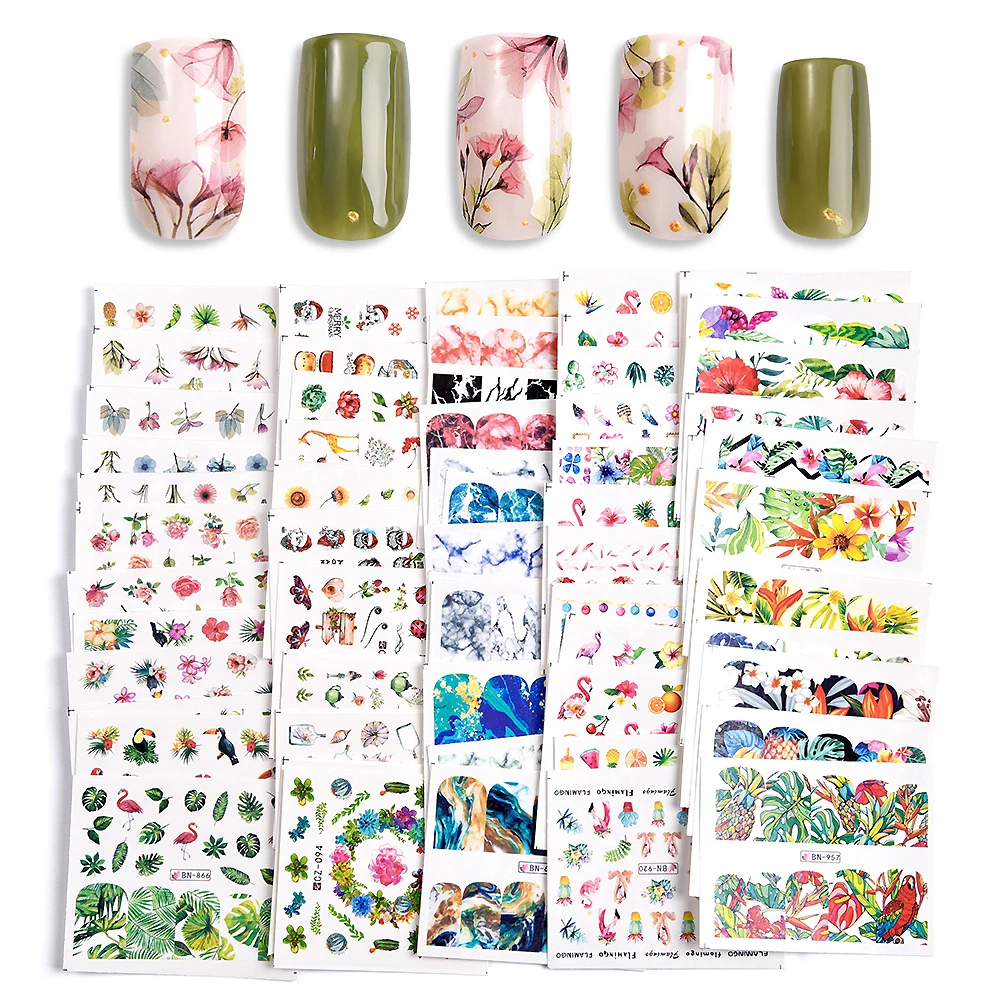 KADS Water Nail Stickers Christmas Floral Butterfly Transfer Decals Slider Wraps Set Decoration DIY Nail Art Manicures Accessory