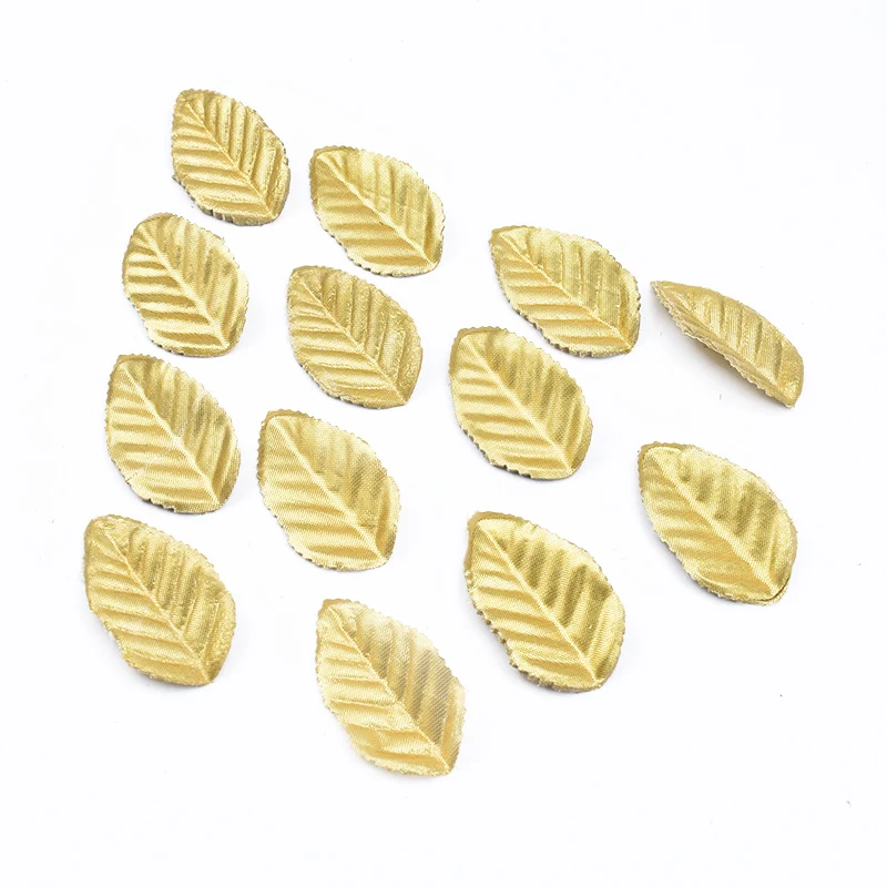 100pcs Golden leaves Christmas Crafts decoration silk leaf home wedding decorative flowers wreaths artificial plants wholesale