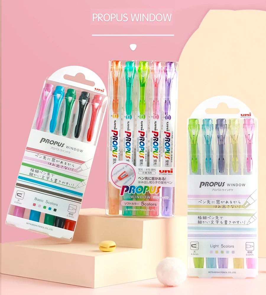 New Colors UNI PROPUS Window Double-headed Highlighter PUS-103T Student Painting Graffiti Soft Color Marker PUS-102T