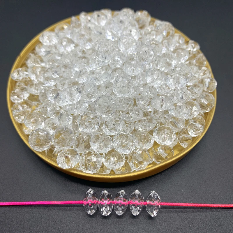 6/8/10/12mm Flat beads Rondelle Faceted Acrylic Beads Loose Spacer Beads for Handmade DIY Necklace Bracelet Jewelry Making