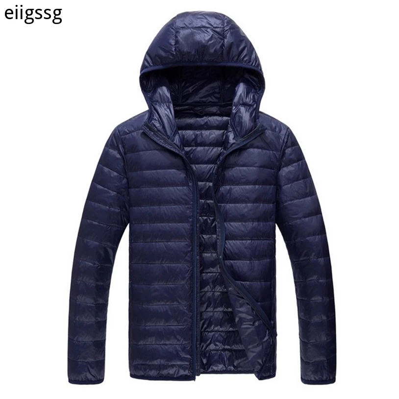 New Warm Men's Light Down Jacket Men Fashion Hooded Coat Short Lightweight Youth Slim Fit Coat Down Jackets Padded Outwear Black