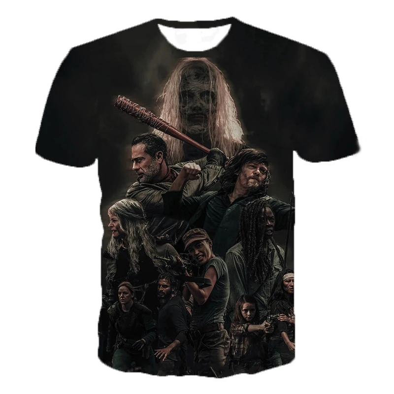 2021 Horror TV Drama The Walking Dead 3D Printed T-shirt Men Women Fashion Casual T-shirt Hip Hop Streetwear Oversized Tee Tops