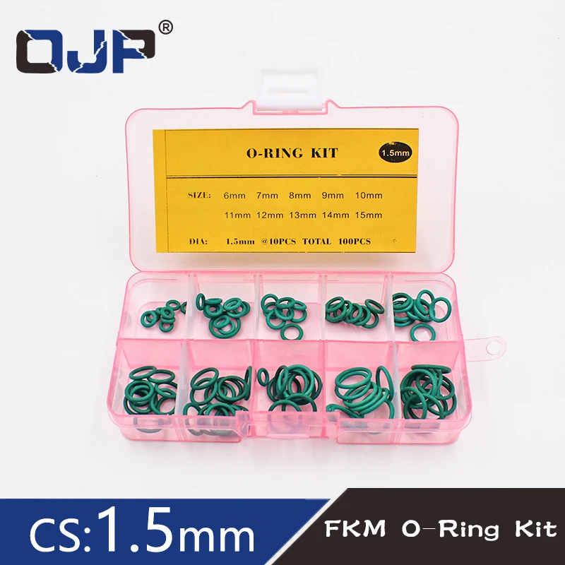 

Thickness 1.5mm green rubber ring FKM O ring seal FKM seal O-ring ordering kit classification kit