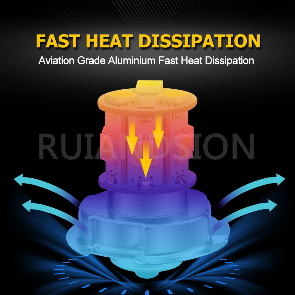 RUIANDSION P26S Motorcycle Headlight Led Bulb Driving Lights Motorbike Moto Bike Headlamp Lamp Bulb 3W 720LM 6000K White 10-80V