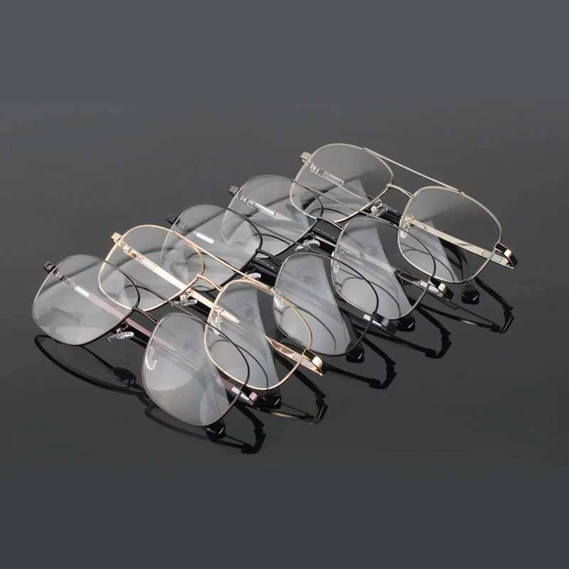 Retro Men\'s Metal Big Frame Pilot Glasses Double beam Goggle Transparent glasses Frame Clear glass Spectacles Eyeglass frames H5
