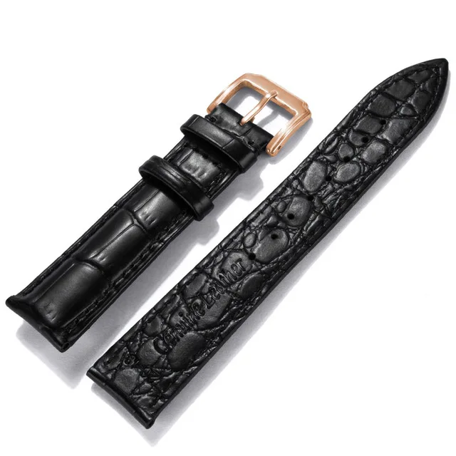 Watchband 16 18 20 22 mm Leather Black Dark Brown Classic Alligator Grain Soft Calf Genuine Leather Watch Strap Watch Band Strap