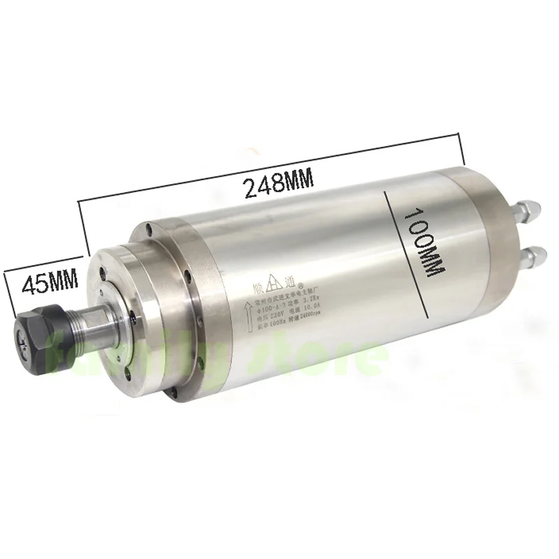 AC220V  AC380V  carved water-cooled spindle motor 3.2KW diameter: 100 current: 10A frequency: 400HZ speed 0-24000rpm chuck ER20