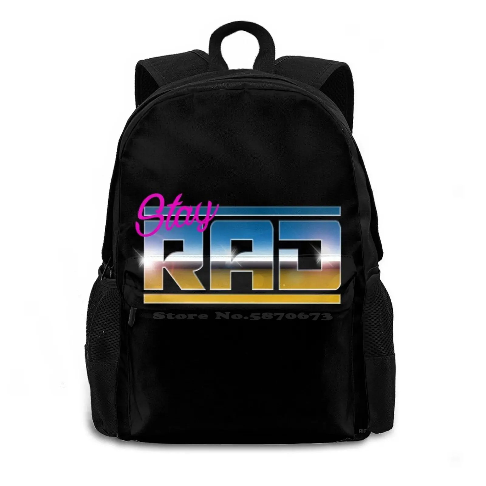 Stay Rad Fashion Travel Laptop School Backpack Bag Stay Rad Wheel Synthwave Outrun Chillwave Radical 80s 80stv