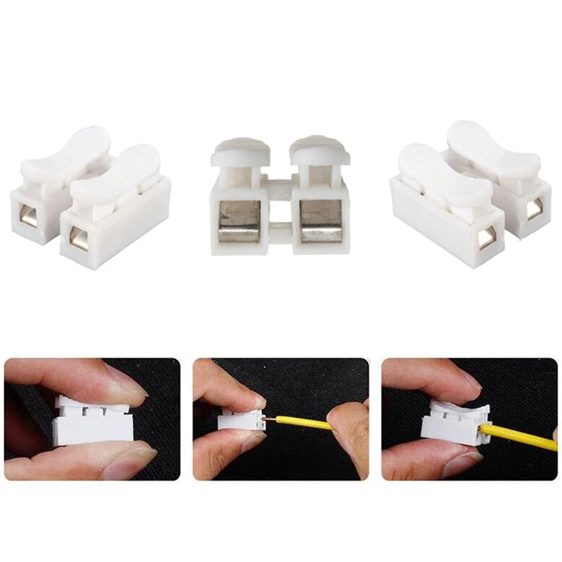 10-50pcs 2pin/3pin Spring with no welding no screws Quick Connector wire cable clamp Terminal Block 2/3 Way for led strip