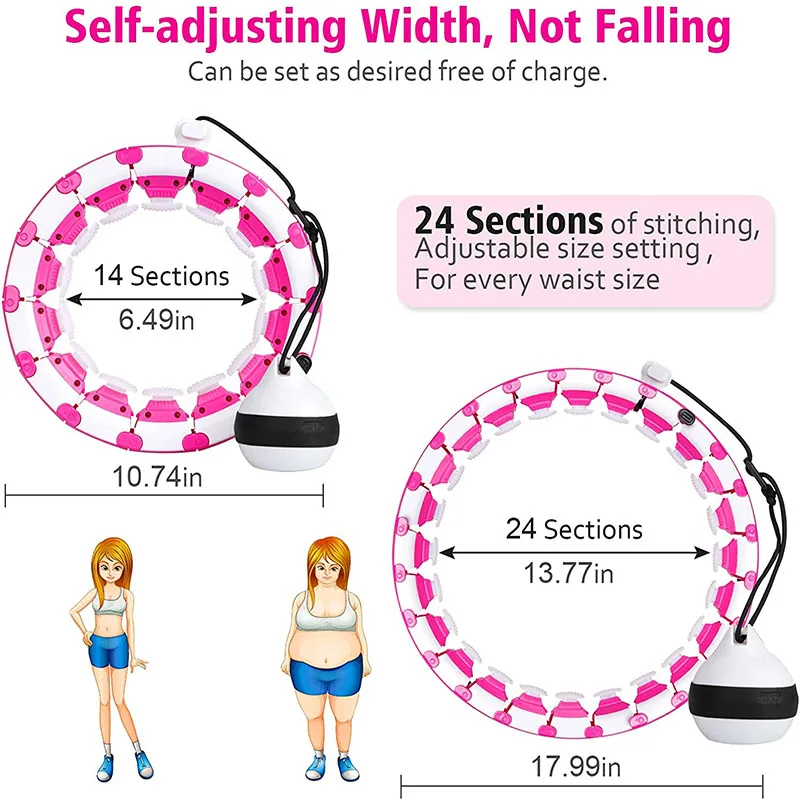 24 Detachable Knots Smart Weight Exercise Hoop Fitness Exercise Massage Rings Fat Burning Slimming Weight Loss Non-Fall Hoops