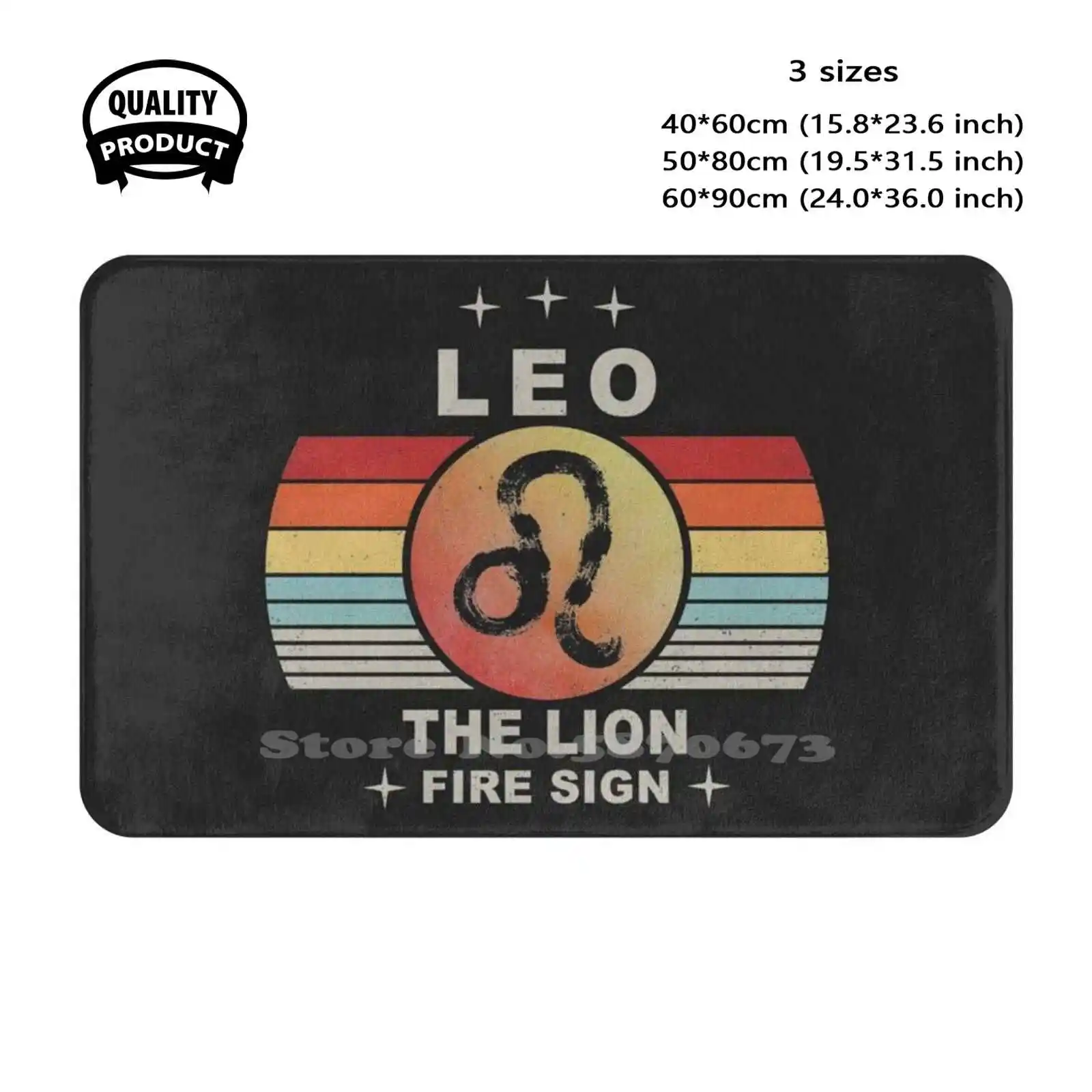 Leo Fire Sign Astrology Zodiac Retro Vintage Element Soft Cushion Home Carpet Door Mat Car Rug Lion Sun Fifth Fire Fixed