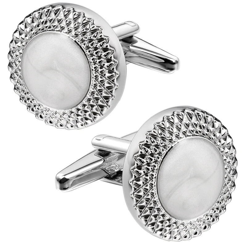 HAWSON Silver Plated Opal Shell Inlay Cufflinks And Shirt Studs Set Men Formal Wedding Tuxedo Dress Shirt Accessories view 6