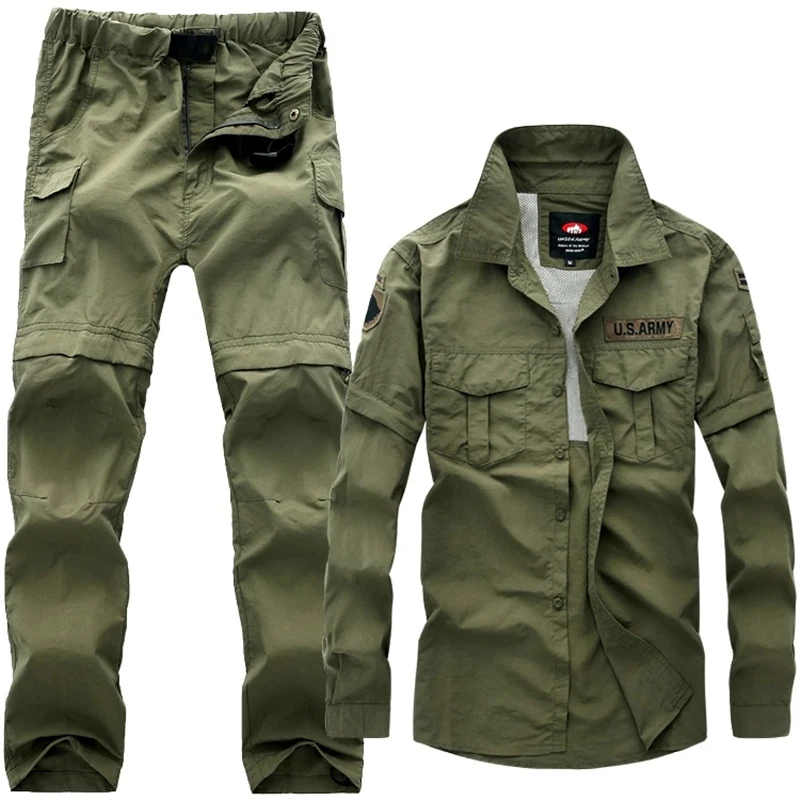 Uniformes tácticos militares para hombre, monos multibolsillos extraíbles, pantalones Cargo informales de algodón, trajes tácticos de camuflaje,