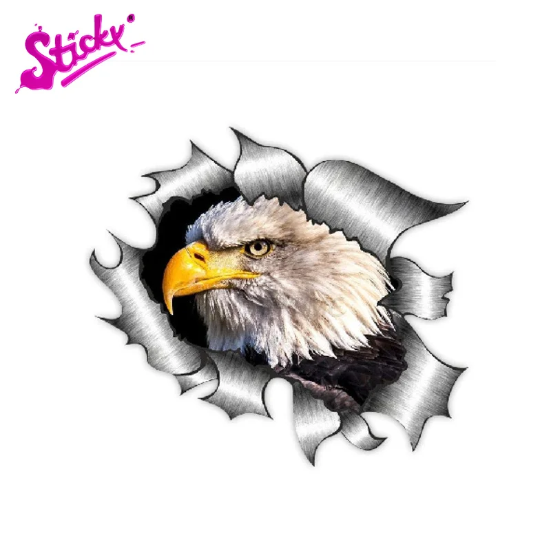 STICKY 3D Bald Eagle USA Car Stickers American Flag Car Sticker Decals for RV Auto Motocross Racing Laptop Helmet Trunk Wall