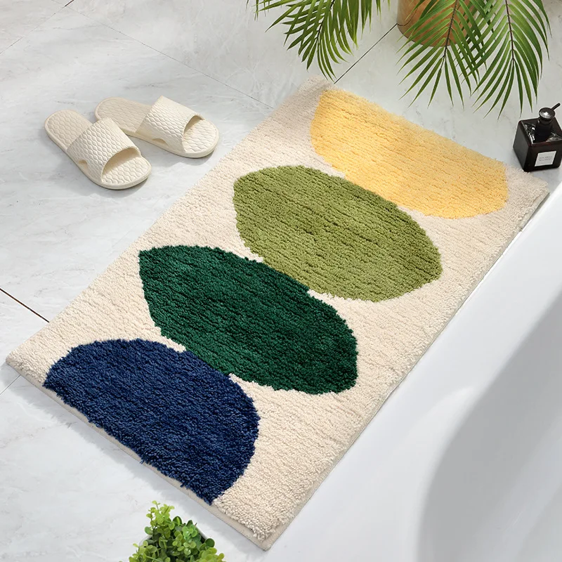 Lemon Leaf Toilets Non-Slip CarpetSoft Fluffy Flocking rug Nordic Ins Style Colorful Rug For Living Room Bedroom Kitchen Rug