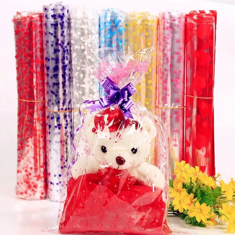 Bolsa de plástico transparente para muñecas, paquete de celofán transparente, suministros de panadería, decoración para fiestas en casa, amor colorido, 20 piezas