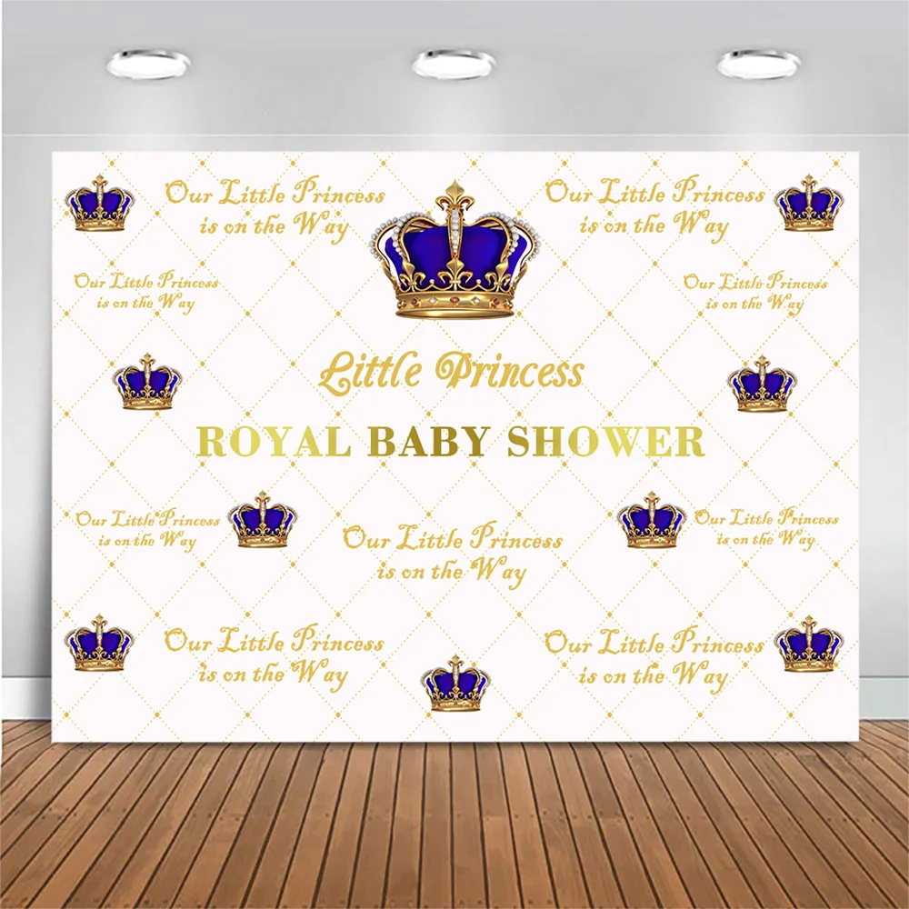 Royal Princess Baby Shower Backdrop Little Princess Gold Crown Photo Background Photo Studio Royal Baby Shower Decoration Prop