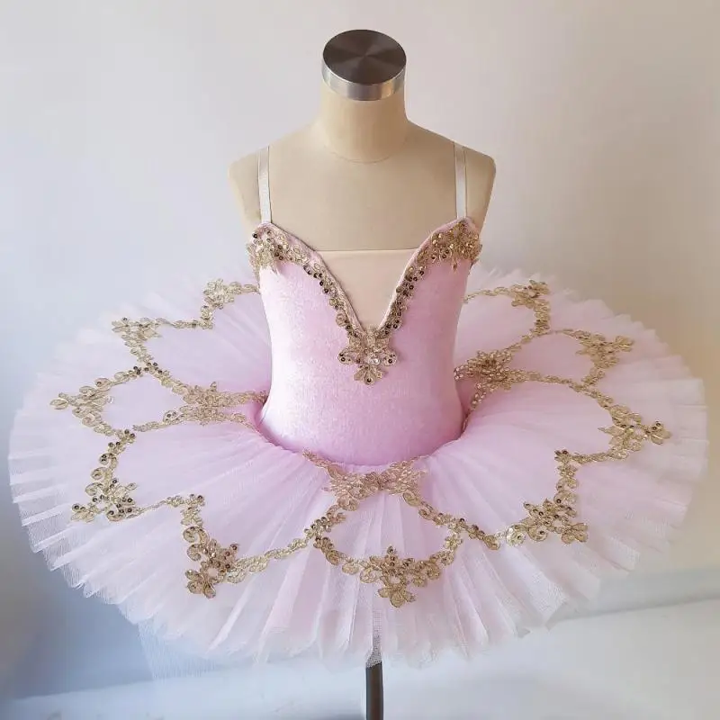 Vestido de Ballet rosa para niñas, tutú para niños, disfraces de baile de Ballet, vestido de bailarina profesional para escenario de Navidad,