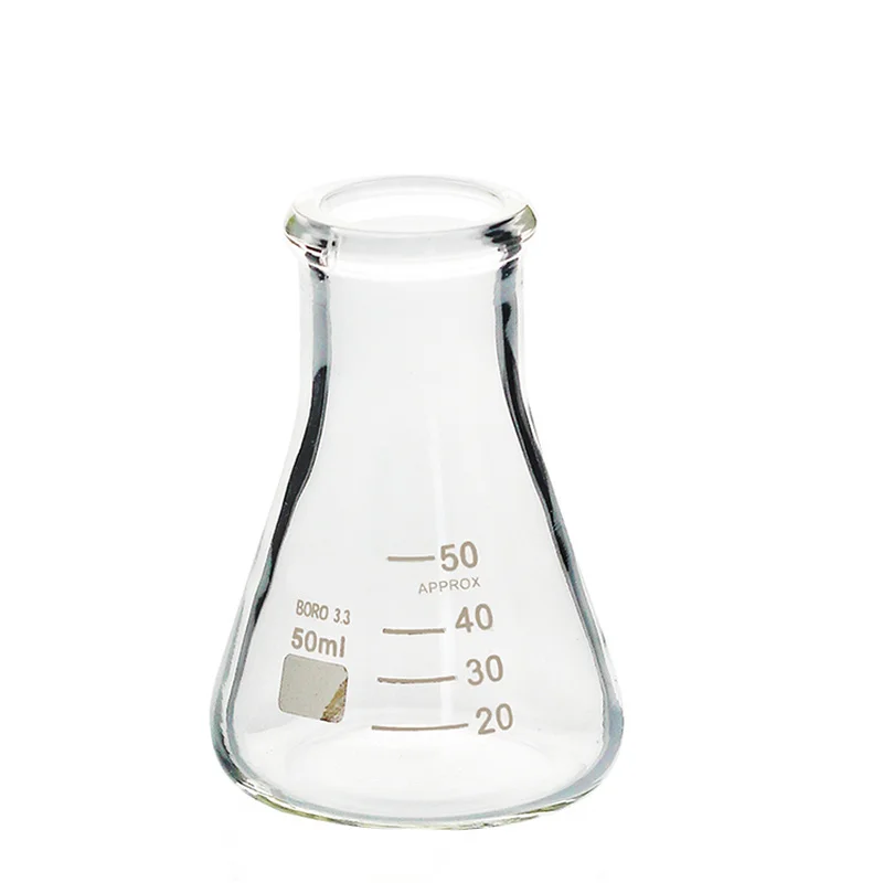 Yüksek kaliteli laboratuvar büyük erlen cam erlen 50ml-2000ml cam konik beher