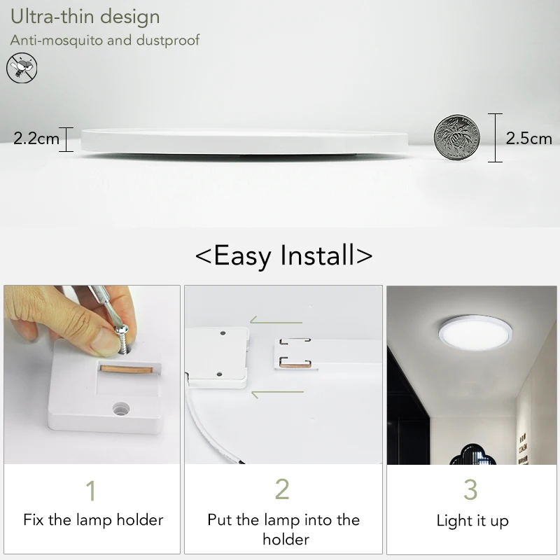 Lampada da soffitto a LED ultrasottile 24W 18W 13W camera da letto moderna 110V 220V luci Lustre caldo freddo bianco montato-apparecchio per