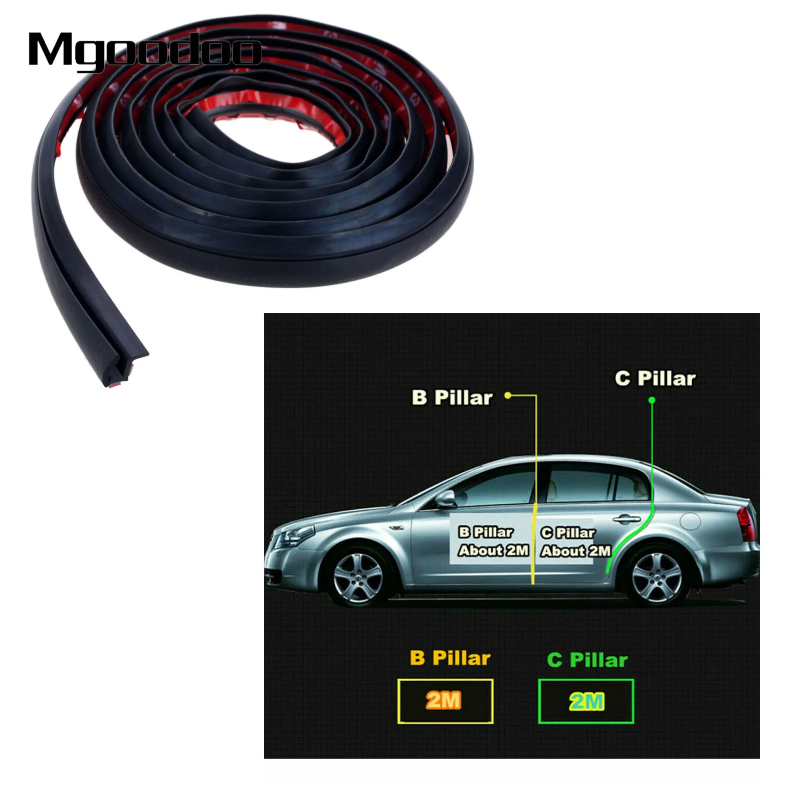 Car Accessories 2M B Pillar Type Car Rubber Seal Strip Anti-Noise Auto Rubber Seals Dustproof Sealing Strips Car Styling