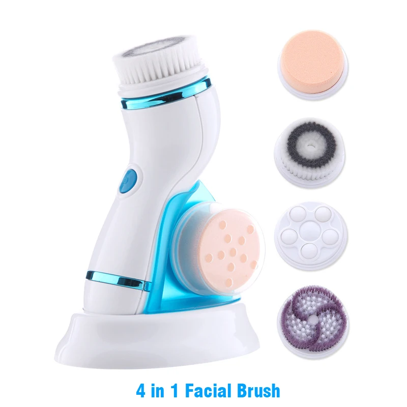 

4in1 Spin Face Brush Electric Cleanser Facial Cleansing Brush Pore Cleaner Skin Deep Cleaning Wash Brush Massage Beauty Device