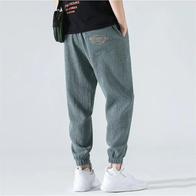 Harem Pants mężczyźni moda lato styl hip-hopowy lodowy jedwab Outdoor Comfort spodnie do joggingu w pasie Baggy Leisure Plus rozmiar 2021