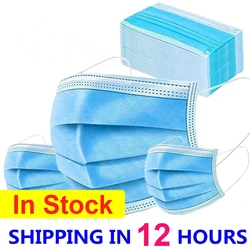 Mask Disposable Non wove 3 Layer Ply Filter Mask mouth Face mask Breathable Earloops Masks