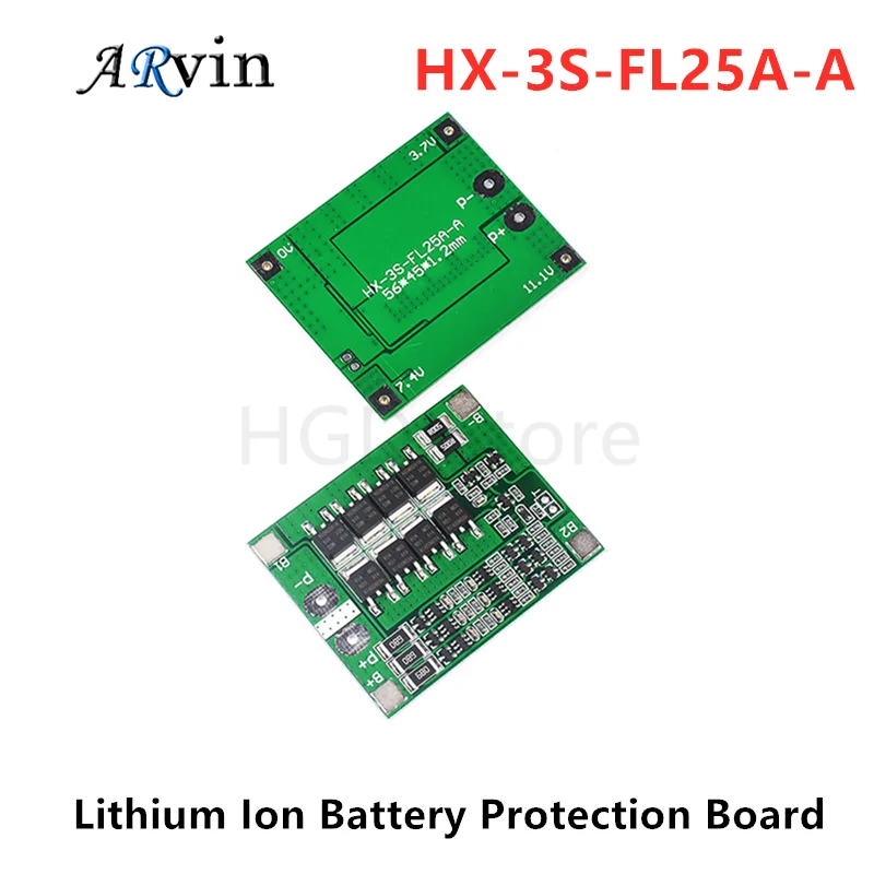 3 String 12V 25A 18650 Lithium Ion Battery Protection Board 11.1V 12.6V with Balanced Lithium Battery Protection Circuit Board