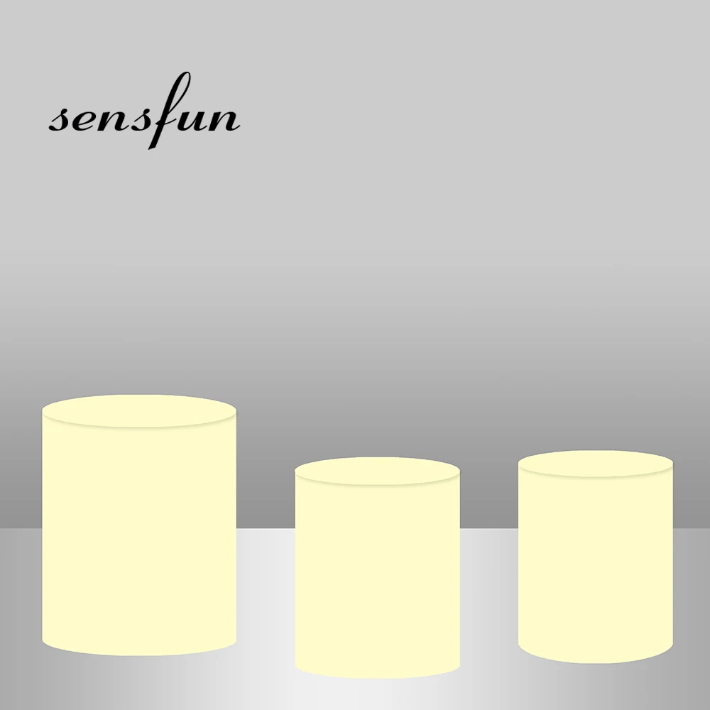 Sensfun Pure White Round Plinth Cover Backdrop Wedding Baby Shower Birthday Party Decor Elastic Custom Photo Background Banner